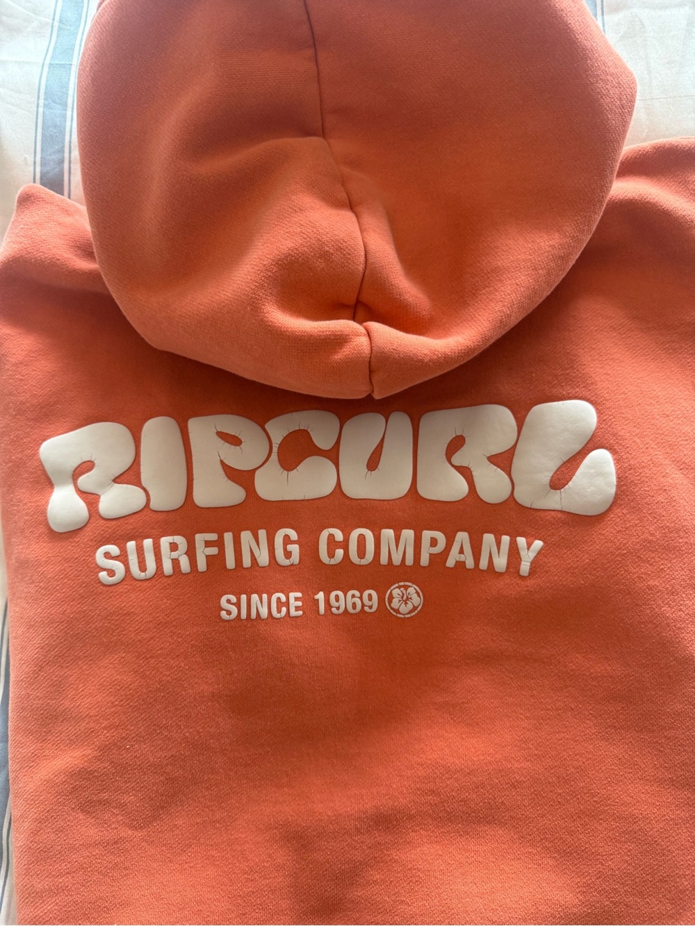 Rip Curl Women’s Coral Orange Hoodie with White Logo - Picture 3 of 4